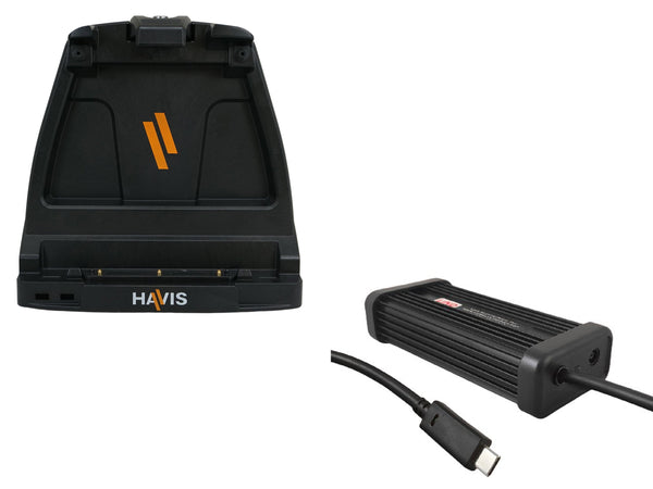 Havis DS-GTC-909-3 | Cradle For Getac K120 Rugged Tablet With Triple Pass-Thru Antenna Connections, & DC-DC Power Supply with USB-C Output