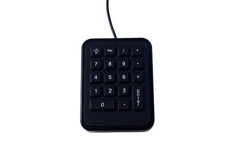 7300-0106 - Mobile Numeric Pad.  Integrated Backlighting. IP65 water resistance rating. AMPS mounting pattern. Small footprint (3.974