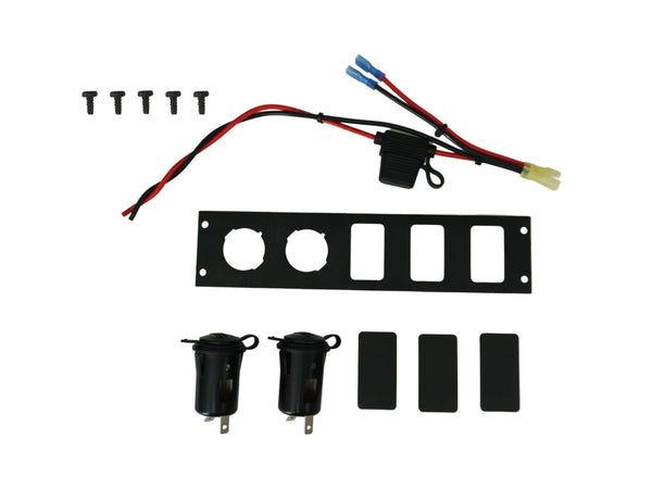 Havis C-LP2-BL3 | Console Accessory Bracket Kit with 2 Lighter Plug Outlets and 3 Blanks for Rectangular Accessories