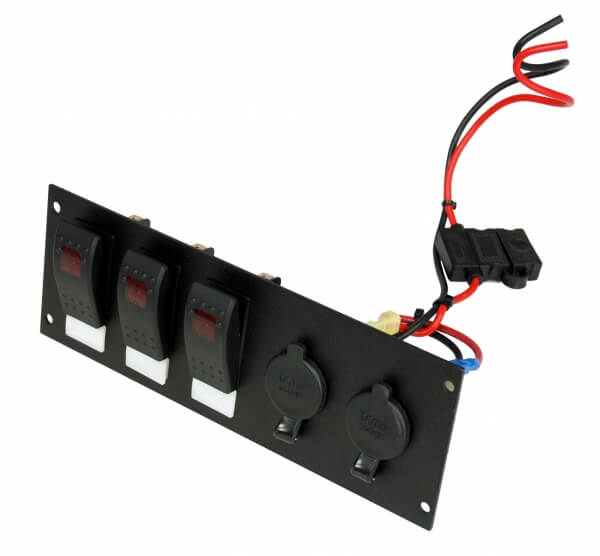 Havis C-LP2-PS3/L | DISCONTINUED – 2 Lighter Plug Outlet W/ 3 Switch Cut Outs & Label Cutouts