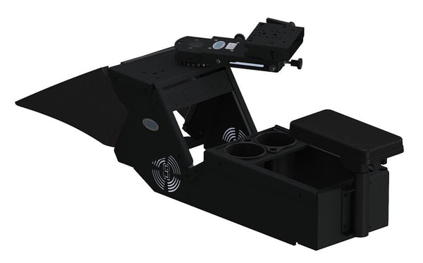 Gamber-Johnson 7170-0887-04: 2021+ Dodge Charger Console Box Kit with Cup Holder, Rear Armrest, and Mongoose-9