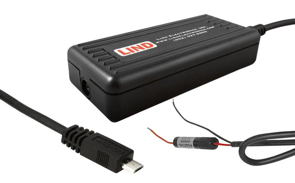 Gamber-Johnson:  LIND 12-32Vdc BARE WIRE power adapter for the Panasonic FZ-T1 computer. 5Vdc output voltage, 2 amps output current. Micro USB plug. REPLACES 18799.