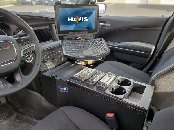 Havis C-VS-1800-CHGR-PM-2 - Vehicle-Specific 18-in Console w/ Internal PocketJet 8 Printer Mount for 2021-2023 Dodge Charger Police