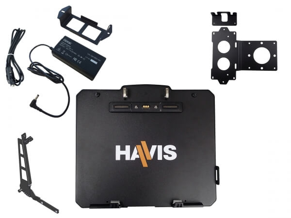 Havis PKG-DS-GTC-1006-3 - Package - Cradle For Getac K120 Convertible Laptop With Pass-Thru Antenna Connections, External Power Supply, Power Supply Mounting Bracket and Screen Support