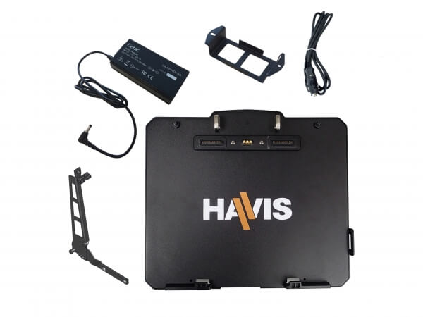 Havis PKG-DS-GTC-1009-3 - Package - Cradle For Getac K120 Convertible Laptop With Triple Pass-Thru Antenna Connections, External Power Supply and Screen Support