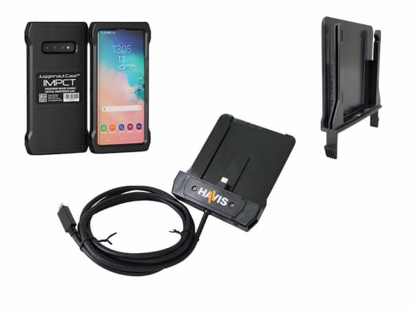 Havis PKG-PD-101-AGS10-CGS10 - Package - Havis Phone Dock with Adapter and Juggernaut.Case IMPCT Smartphone Case - Samsung Galaxy S10