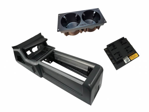 Havis PKG-VSX-1800-INUT-PM-4 | Package – VSX Console with Front PocketJet 8 Printer Mount, Cup Holder & Fuse Block for 2020-2025 Ford Interceptor Utility